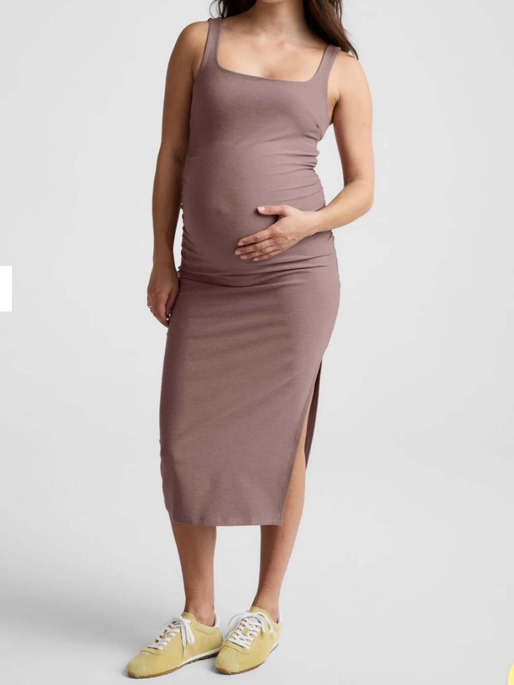 New Beyond Yoga Spacedye™ Icon Maternity Dress in rosey taupe heather medium
